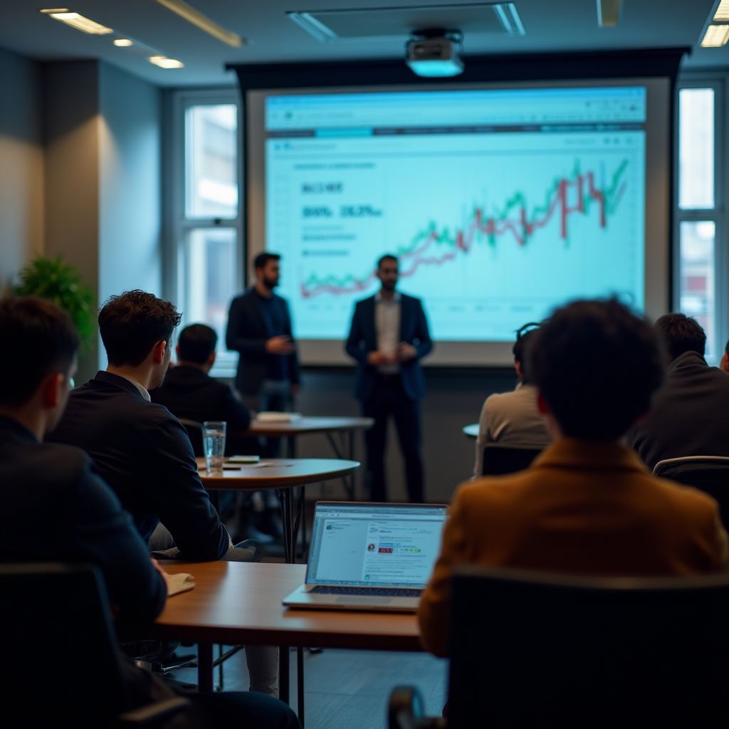 Estudiantes aprendiendo sobre inversiones